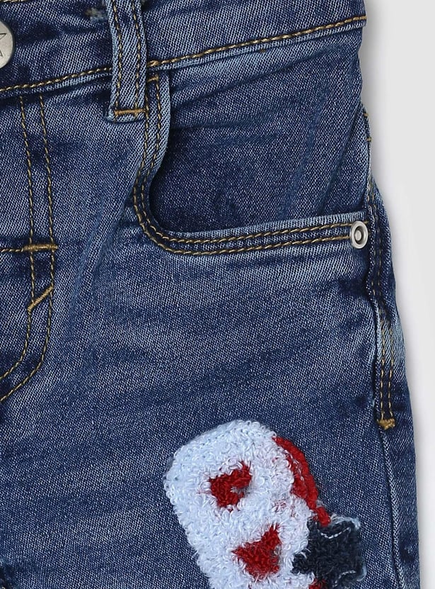 Boys Appliqued Slim Fit Jeans