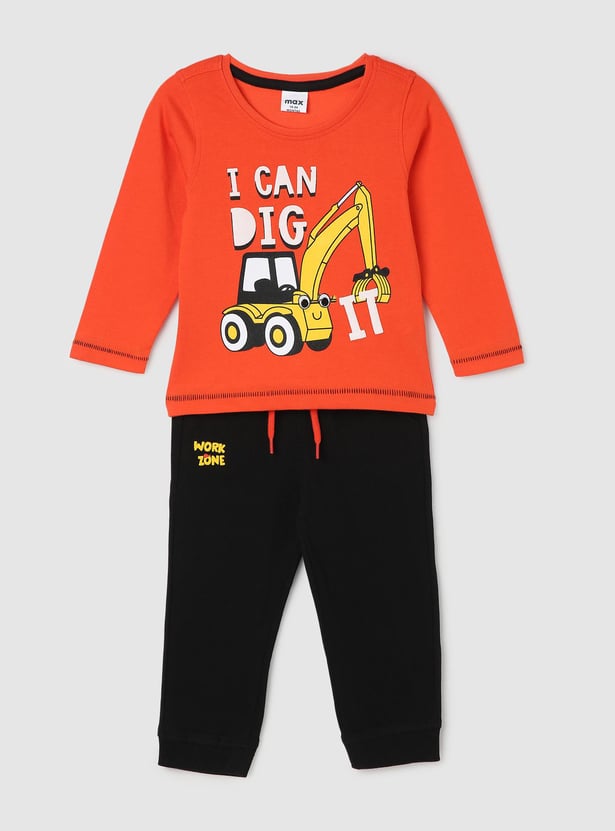 Boys Graphic Printed T-shirt with Joggers