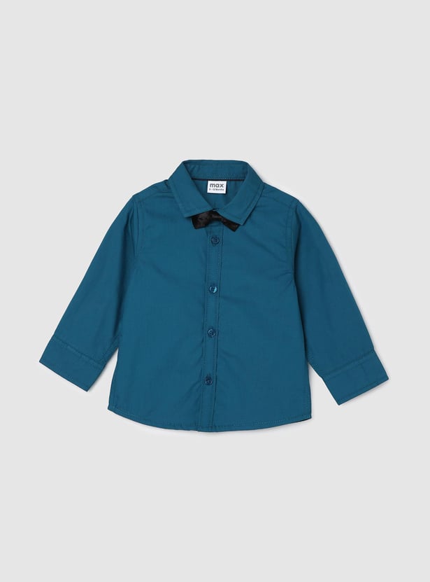 Boys Solid Shirt with Bow-Tie