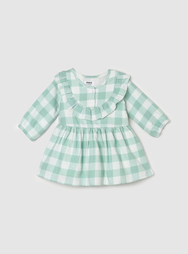 Girls Checked Fit & Flare Dress