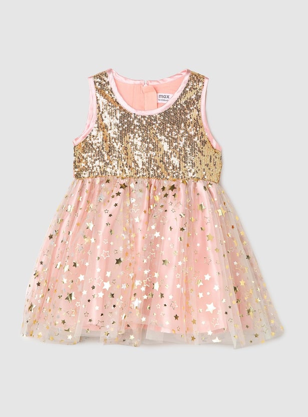 Girls Sequinned Fit and Flare Dress