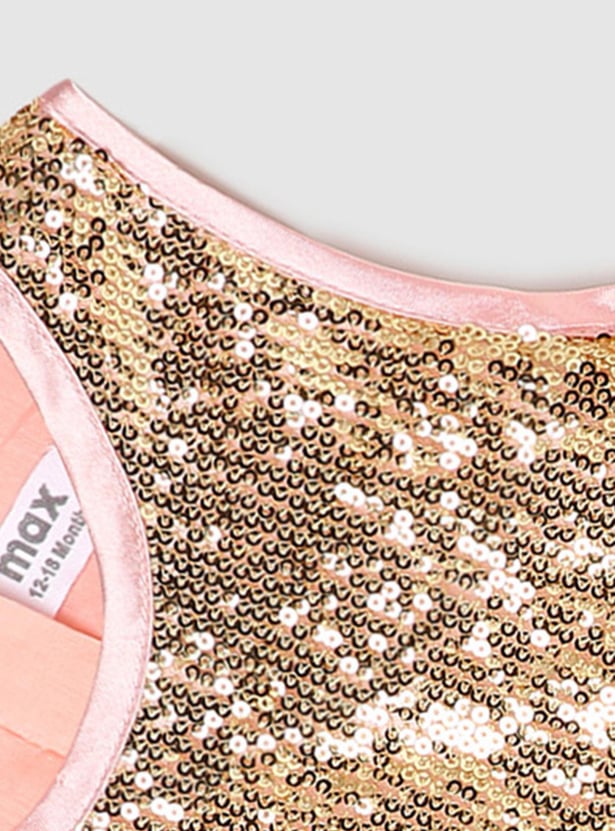 Girls Sequinned Fit and Flare Dress