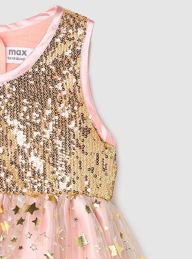 Girls Sequinned Fit and Flare Dress