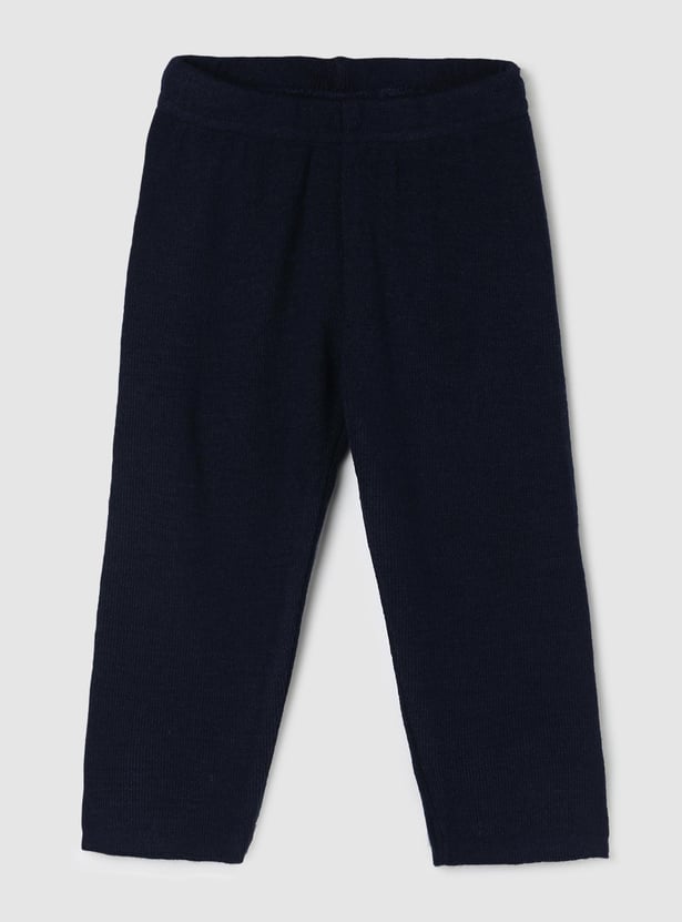 Girls Solid Elasticated Knit Leggings