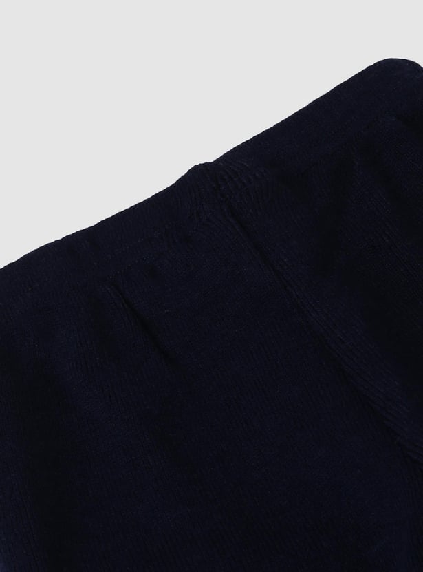 Girls Solid Elasticated Knit Leggings