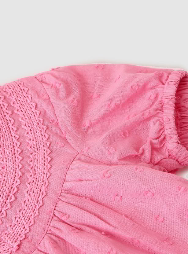 Girls Dobby Woven Lace Top