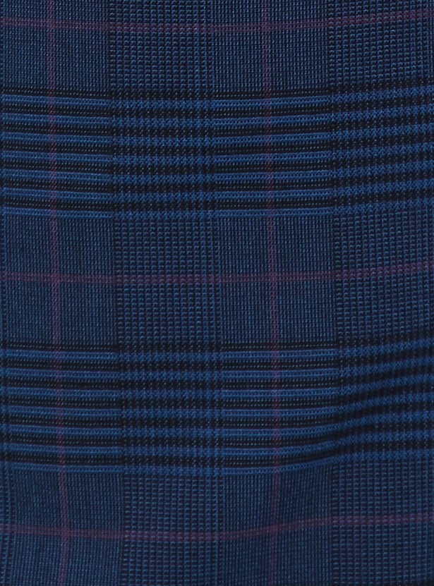 Men Carrot Fit Checked Formal Trousers