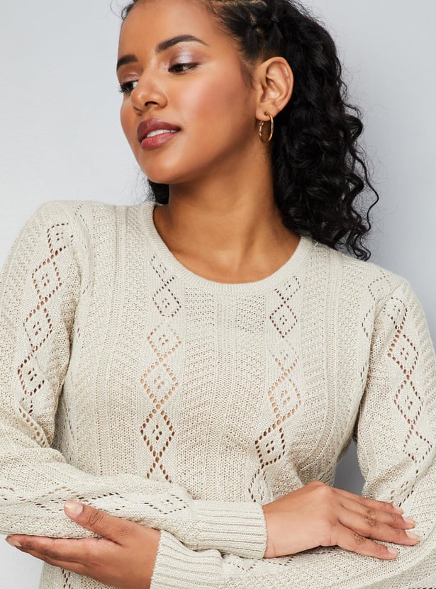 Women Pointelle Knit Sweater Dress