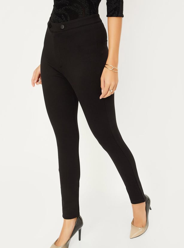 Women Solid Ponte Knit Treggings
