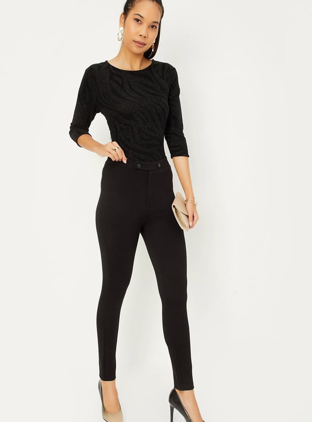 Women Solid Ponte Knit Treggings