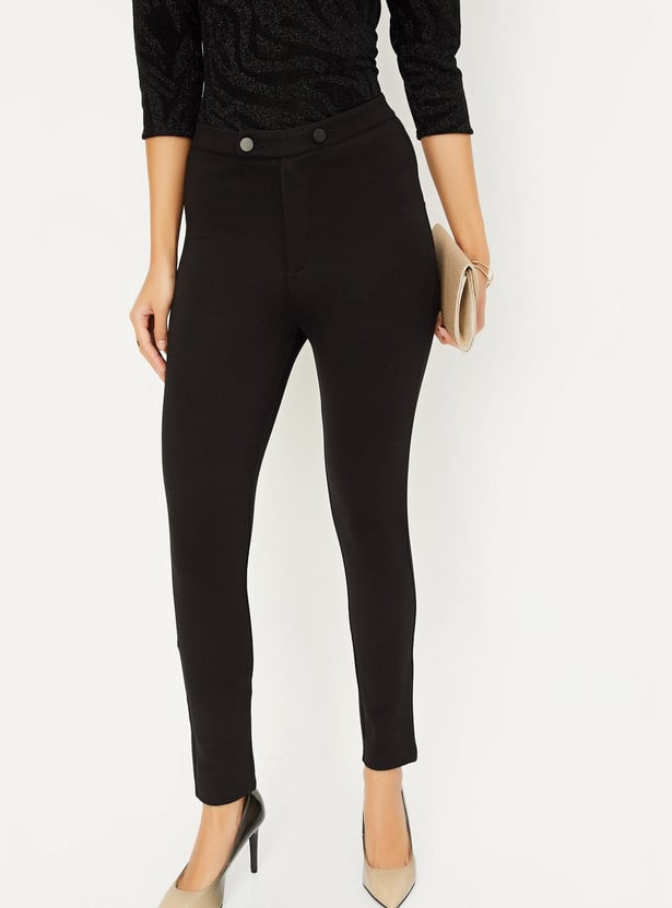 Women Solid Ponte Knit Treggings