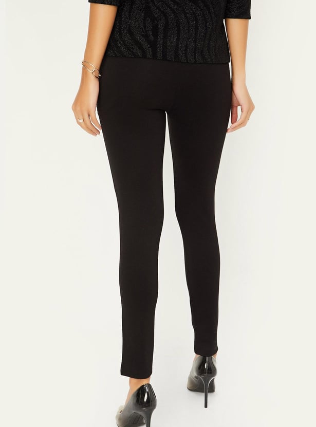 Women Solid Ponte Knit Treggings