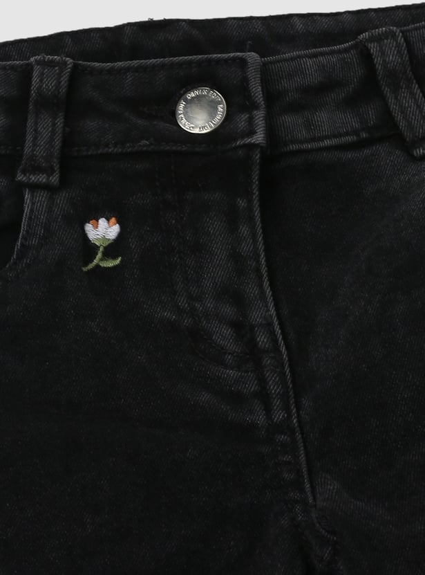Girls Embroidered Slim Fit Jeans