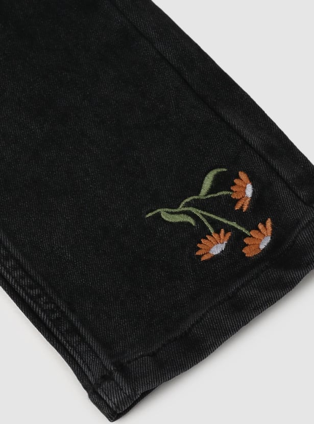 Girls Embroidered Slim Fit Jeans