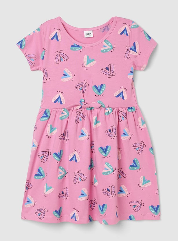 Girls Printed Fit and Flare Dress