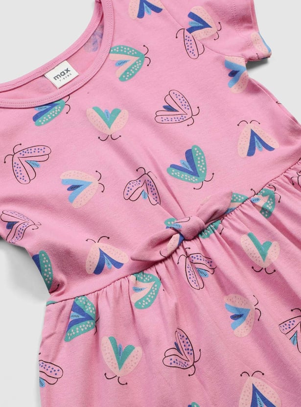 Girls Printed Fit and Flare Dress