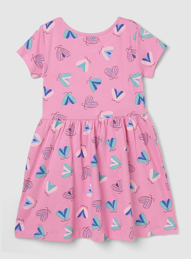 Girls Printed Fit and Flare Dress