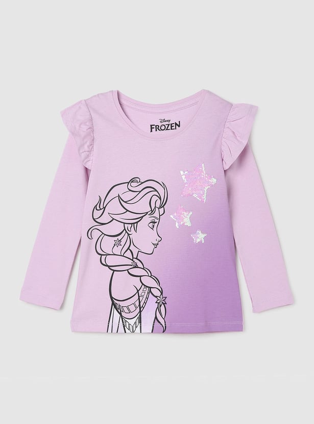 Girls Frozen Printed T-shirt