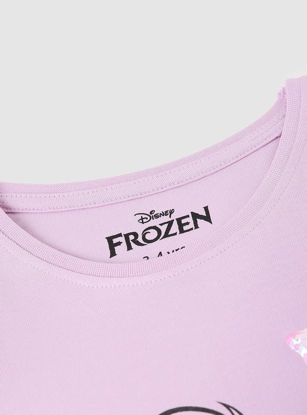 Girls Frozen Printed T-shirt