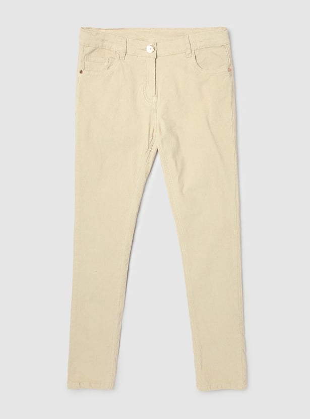 Girls Flat Front Corduroy Trousers