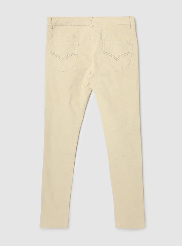 Girls Flat Front Corduroy Trousers