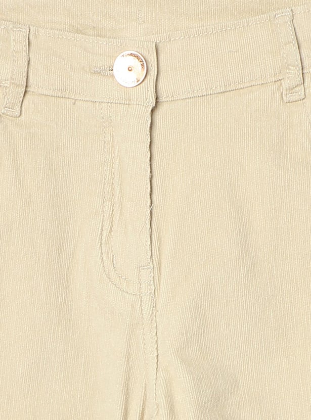 Girls Flat Front Corduroy Trousers