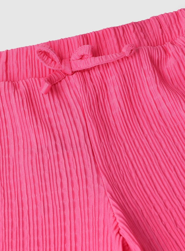 Girls Textured Elasticated Trousers