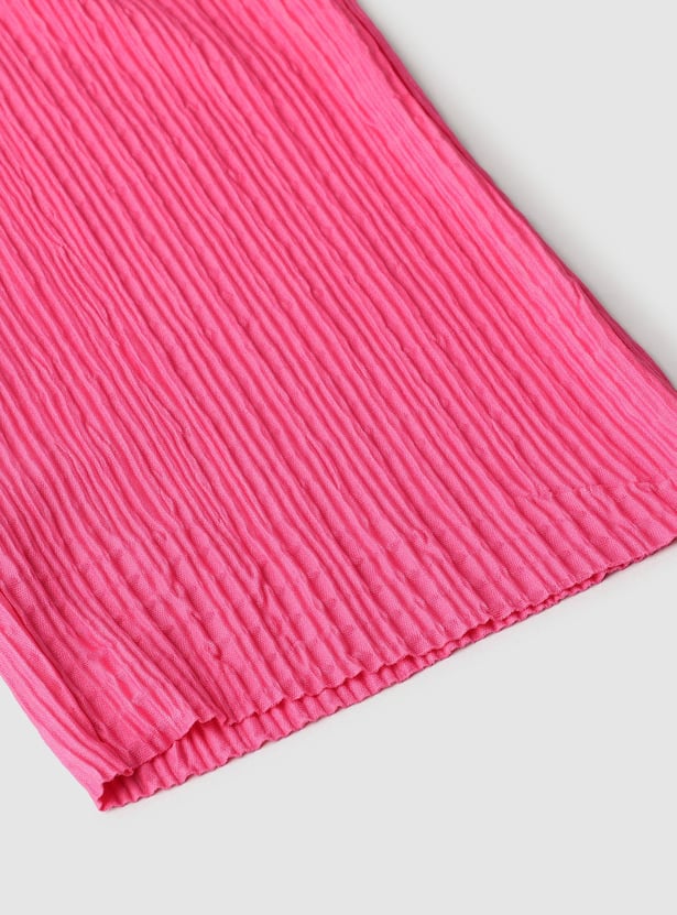 Girls Textured Elasticated Trousers
