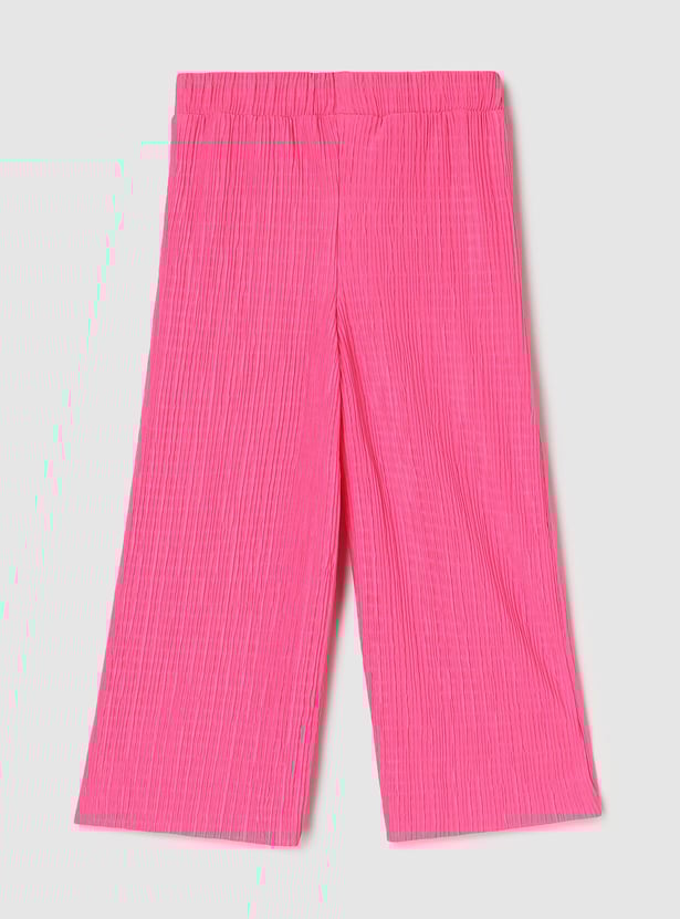 Girls Textured Elasticated Trousers