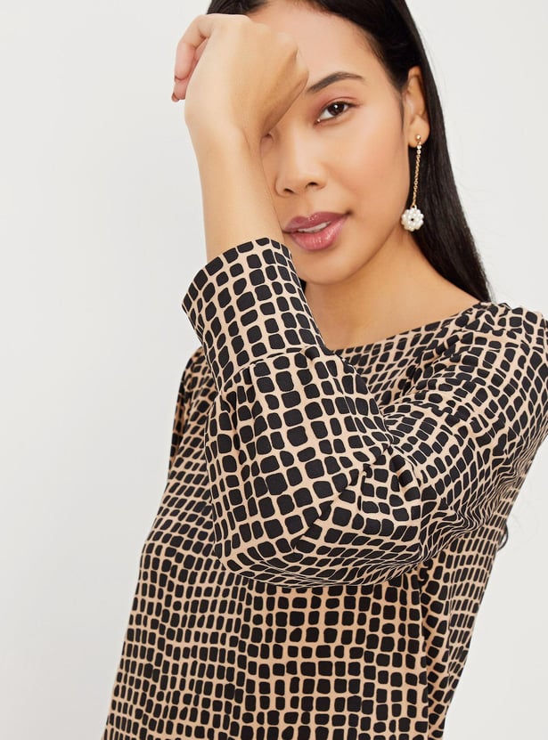 Women Printed Boat Neck Top