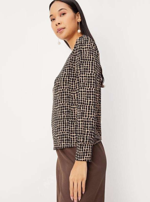 Women Printed Boat Neck Top
