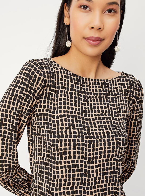 Women Printed Boat Neck Top