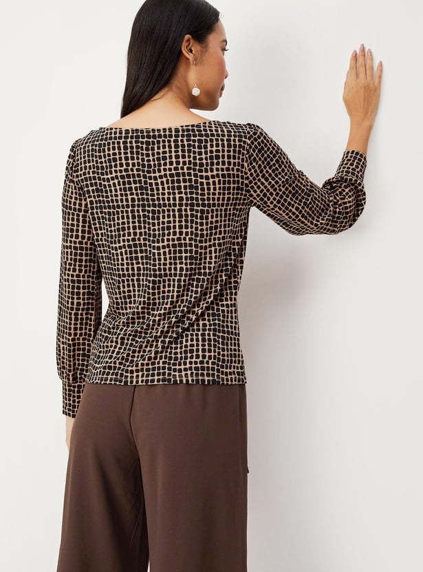 Women Printed Boat Neck Top