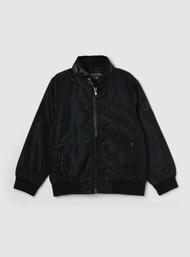 Boys Solid Zip-Front Bomber Jacket