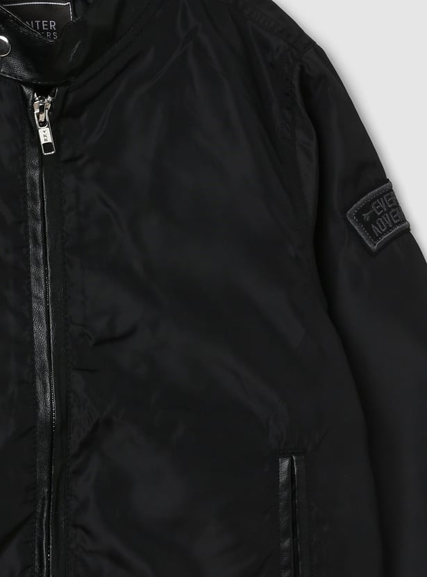 Boys Solid Zip-Front Bomber Jacket