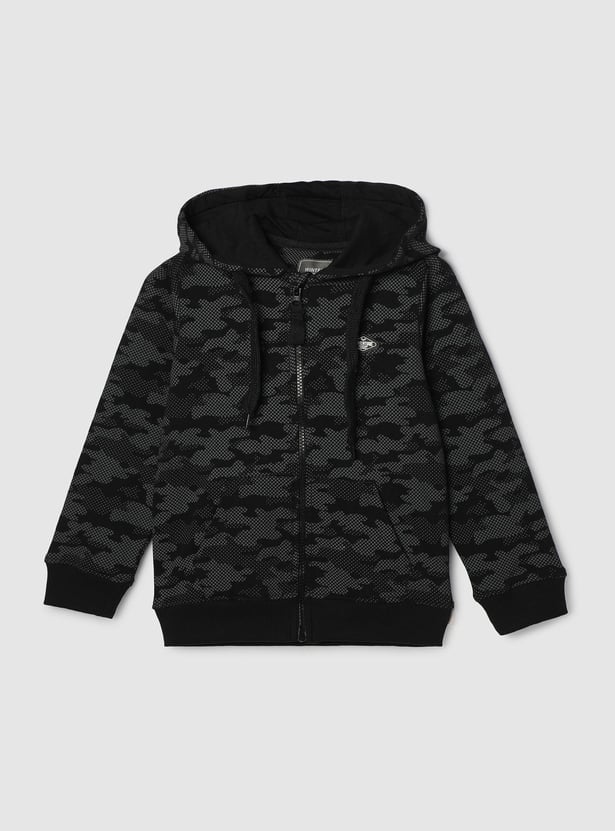 Boys Camouflage Printed Hooded Sweatshirt