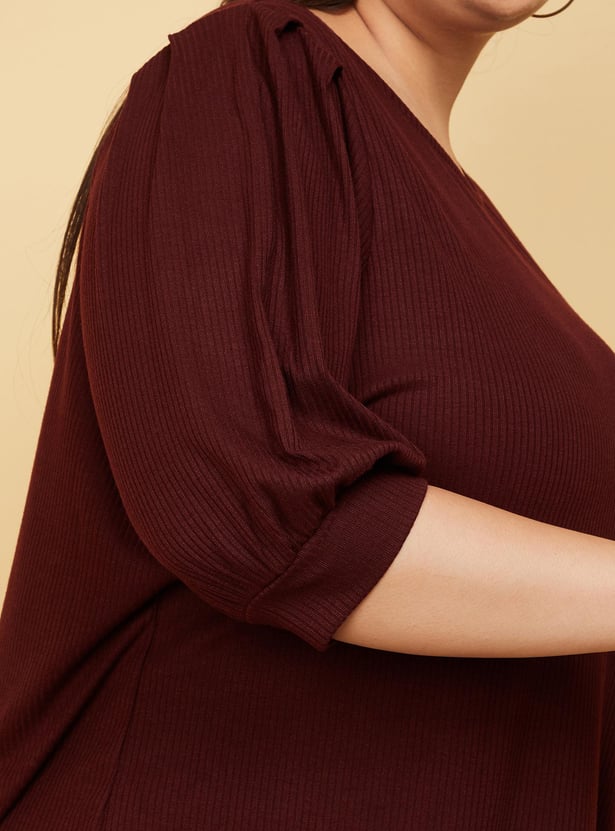 Women Rib Knit Tie-Up Back Top