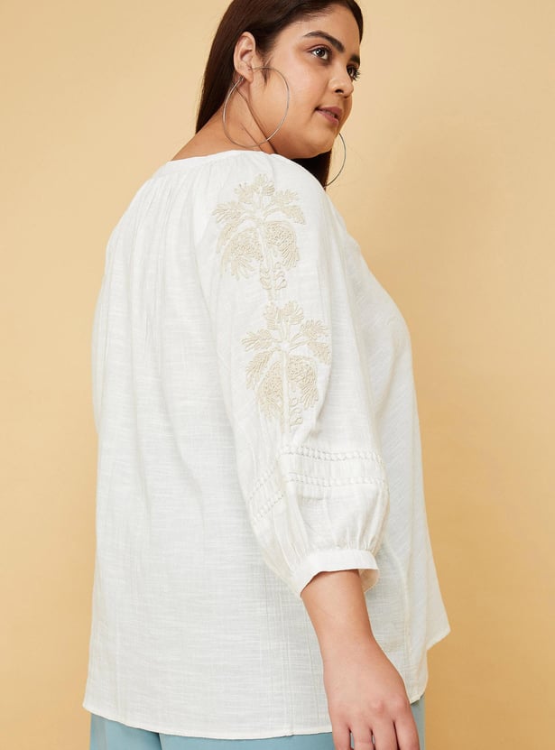 Women Embroidered Lace Detailed Blouse