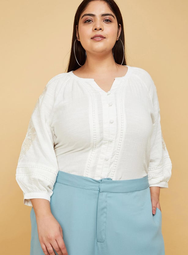 Women Embroidered Lace Detailed Blouse