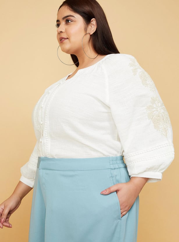 Women Embroidered Lace Detailed Blouse