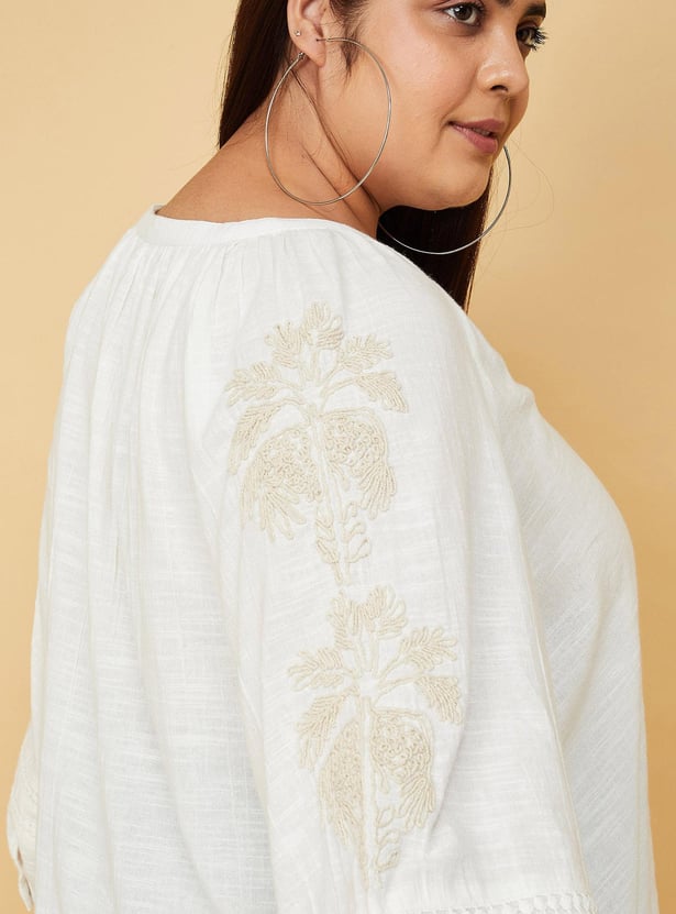 Women Embroidered Lace Detailed Blouse