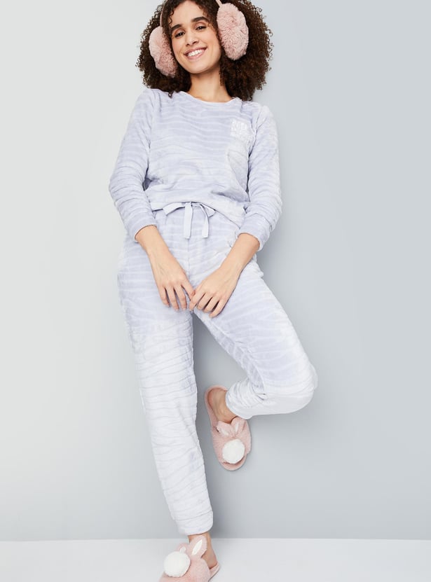 Women Terry Textured PJ Set