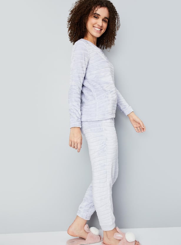 Women Terry Textured PJ Set