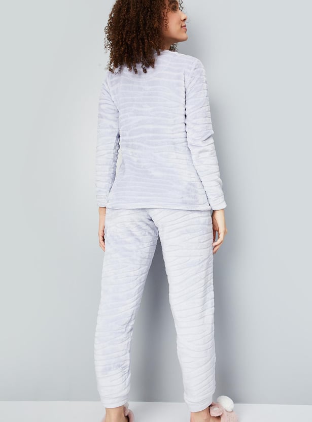 Women Terry Textured PJ Set