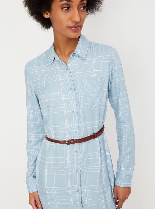 Women Checked Belted Tunic