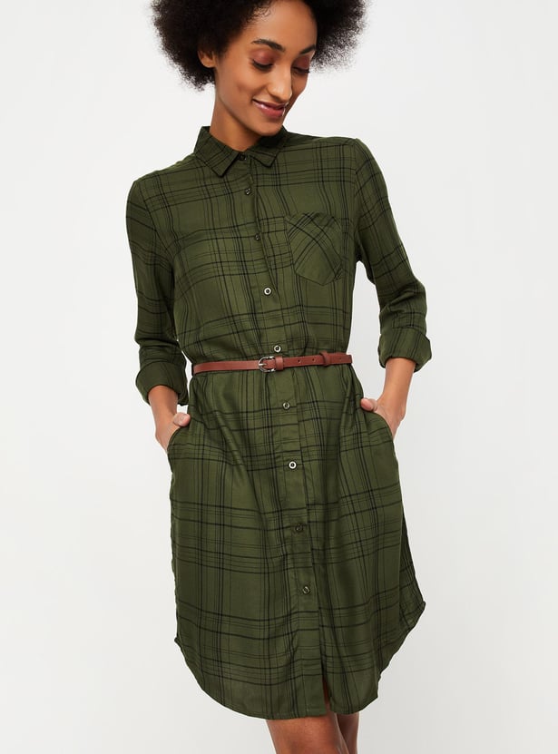 Women Checked Belted Tunic