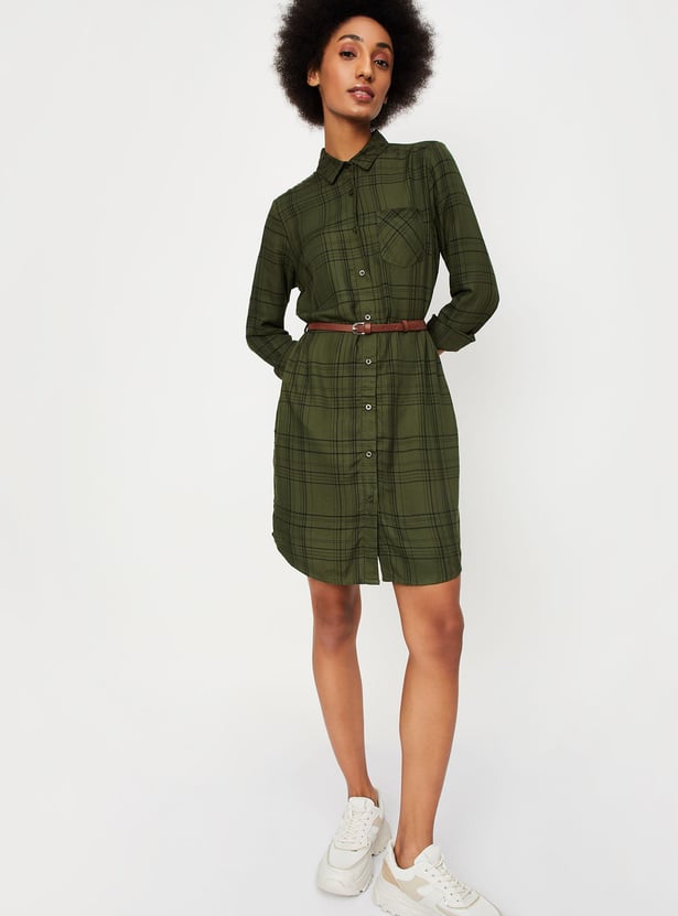 Women Checked Belted Tunic