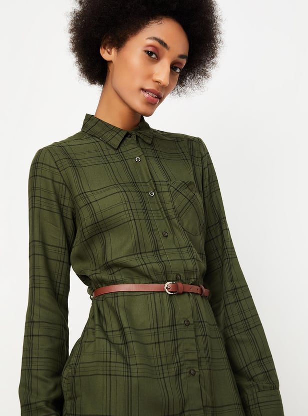 Women Checked Belted Tunic