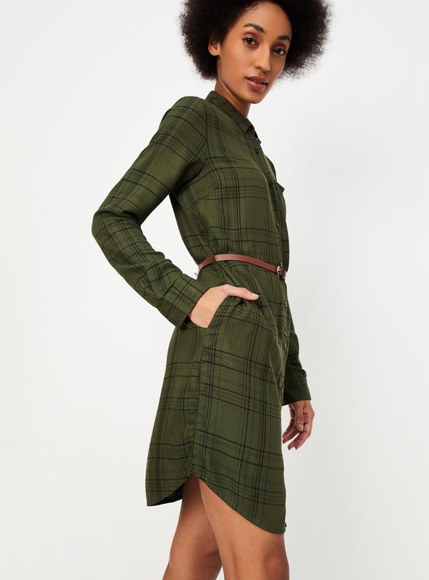 Women Checked Belted Tunic