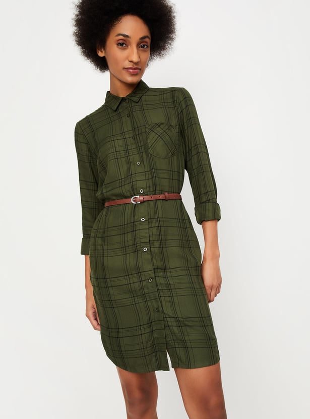 Women Checked Belted Tunic